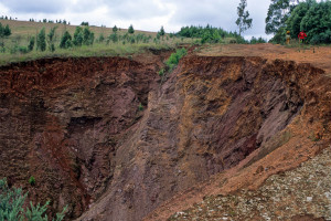 Erosion, die durch unzureichende Bepflanzung entstand